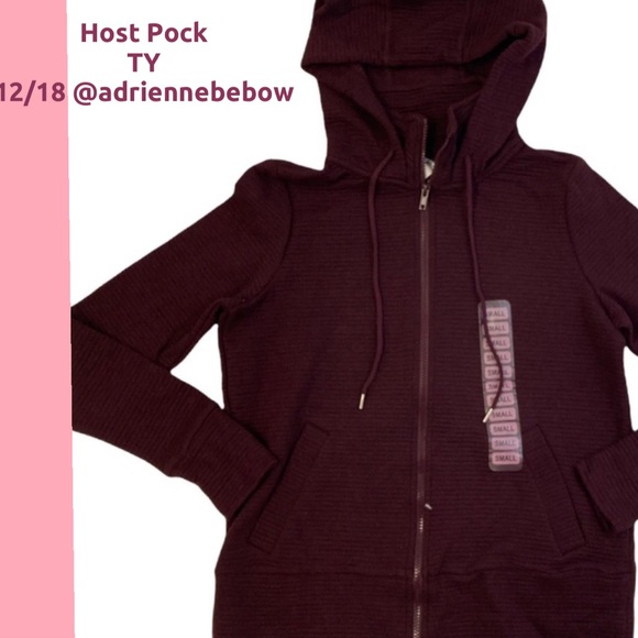 Active Life Tops - Active Life Ribbed Cotton Blend Full Zip V-neck Hooded Jacket New!